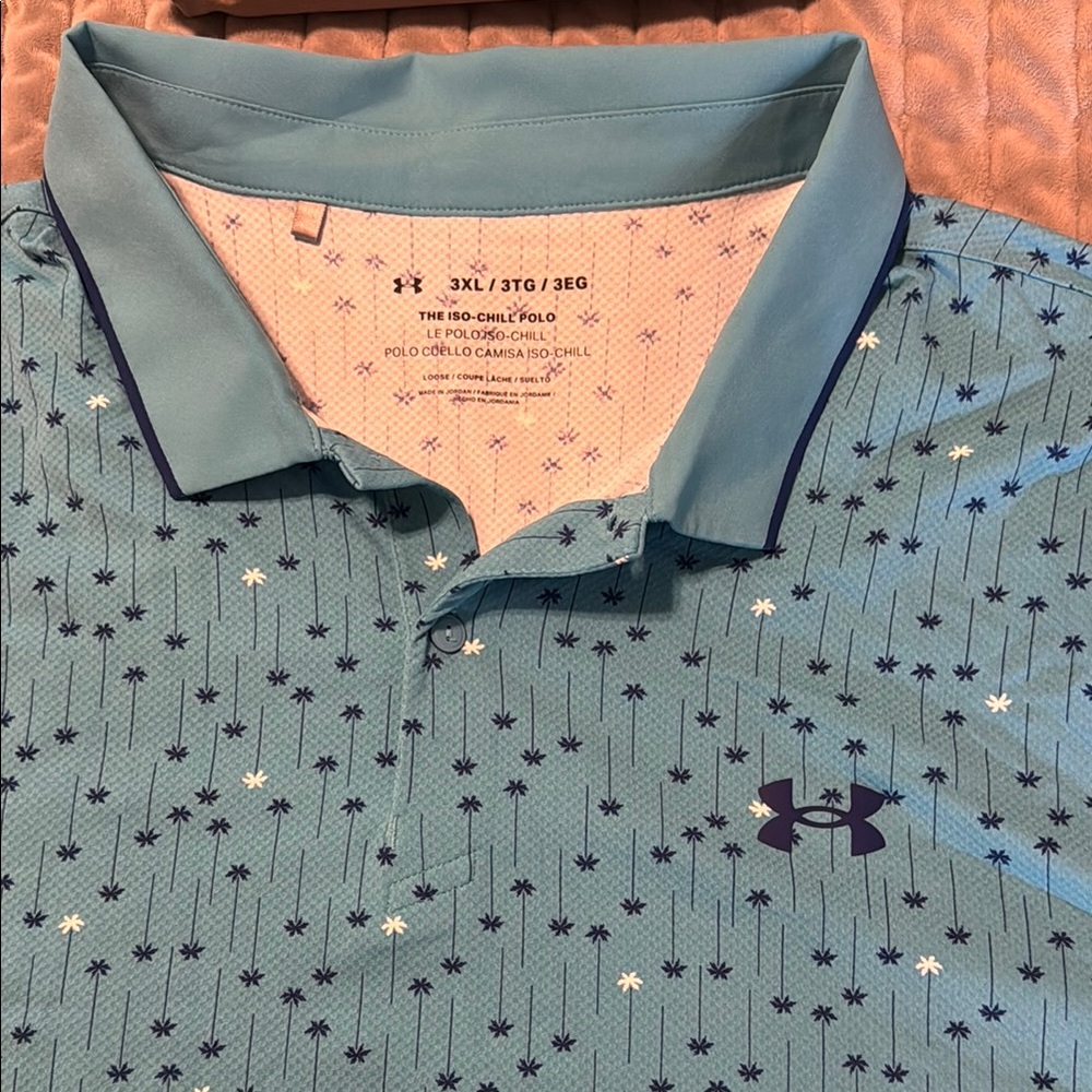 Under Armour Men's Patterned Teal Polo Shirt